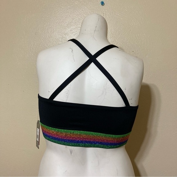 ZUMBA INSPIRE SCOOP BRA.  Glittery band X cross back NWT  Medium - Picture 7 of 12